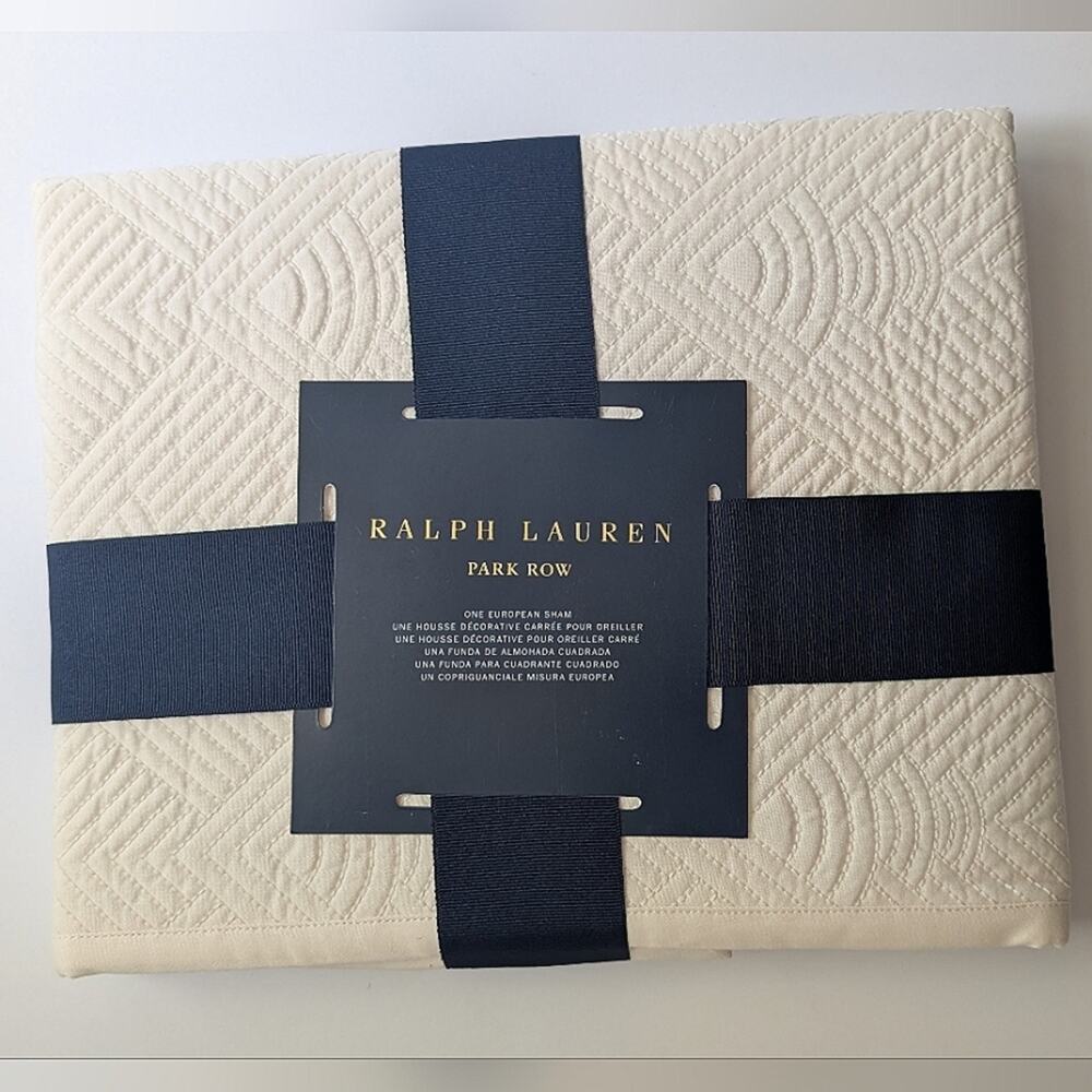 NEW Two Ralph Lauren Elysia Park Row Euro Sham Chic Cream